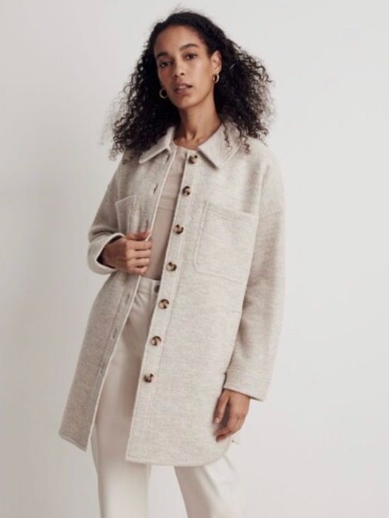 Madewell Jackets & Blazers - Madewell (Re)sponsible Boiled Wool Sweater Jacket in Heathered Stone XS